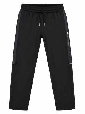 Black tapered joggers with reflective side detailing
