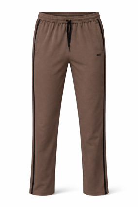 ELEPHUS Men's Khaki Straight Fit Track Pants with Two Side Stripes