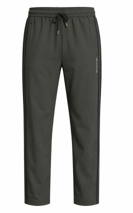 Deep Olive training pants for men with modern stripe look