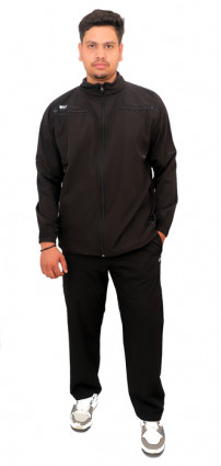 Men Black comfort-fit tracksuit