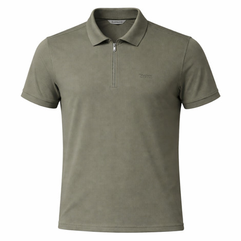 MEN HALF ZIPPER APPLE GREEN COLLAR NECK TSHIRT