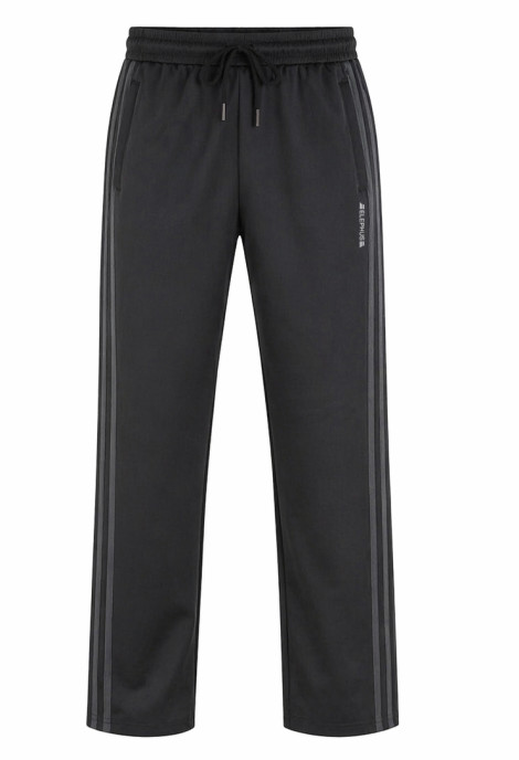 Black/Dgrey straight-fit track pants with contrast side stripes