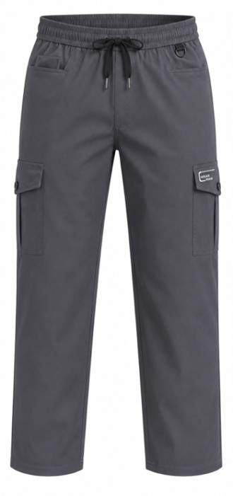 ELEPHUS Cotton Twill Utility Cargo Pants - Mid Grey