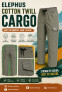 ELEPHUS Cotton Twill Utility Cargo Pants - Z Olive